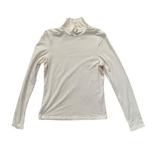 Frank & Oak Medium off white cream turtleneck long sleeve cotton thin sweater​​​